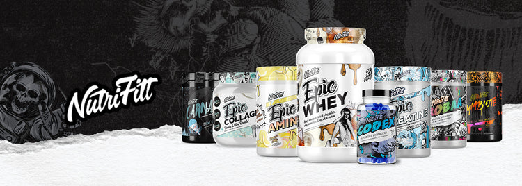NutriFitt range including Epic Whey, Epic Aminos, Epic Creatine and Epic Collagen